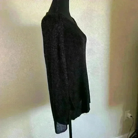 Chico's Chrissy Cape Sweater Pullover Black Sequins Metallic Women Size 3 - Picture 4 of 13